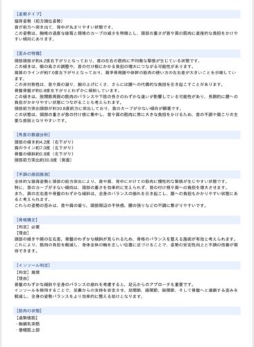 牛久市の蛯原接骨院が行うAI姿勢解析の測定結果