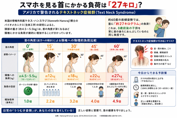牛久市で猫背矯正を探している方に提供している首にかかる負荷