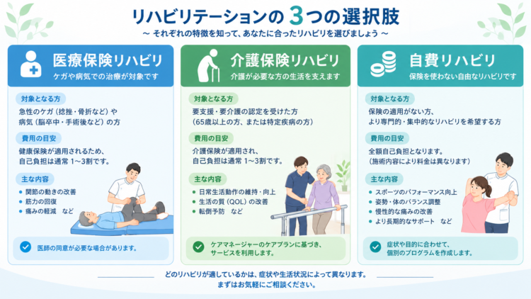 リハビリテーションについての3つの選択肢/牛久市　蛯原接骨院